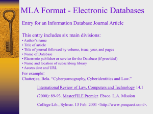 MLA Format - Electronic Resources