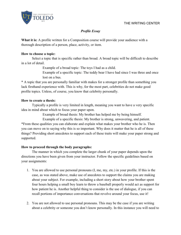 profile essay format