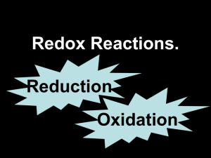 Redox Reactions. - World of Teaching