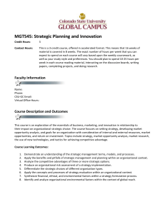 MGT545: Strategic Planning and Innovation