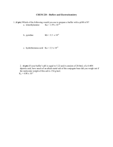 CHEM 220 – Buffers and Electrochemistry 1. (4 pts) Which of the