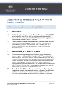 Assessment of comparable AML/CTF laws in foreign