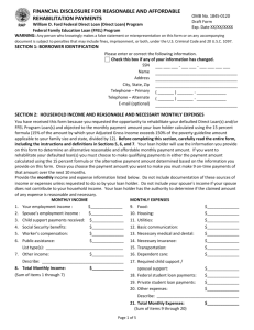 rap financial disclosure for reasonable and affordable rehabilitation