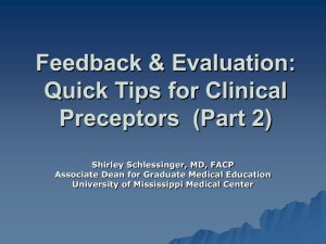 Feedback & Evaluation: Quick Tips for Clinical Preceptors (Part 2)