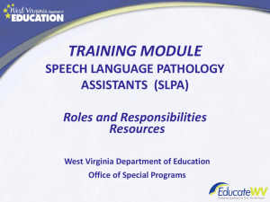 Module for Speech Assistants - West Virginia Department of Education