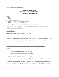 Mock Trial Script Outline - Casualty Actuarial Society