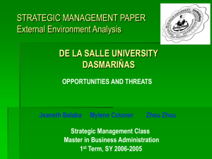 DLSU Dasmarinas External Environment Analysis
