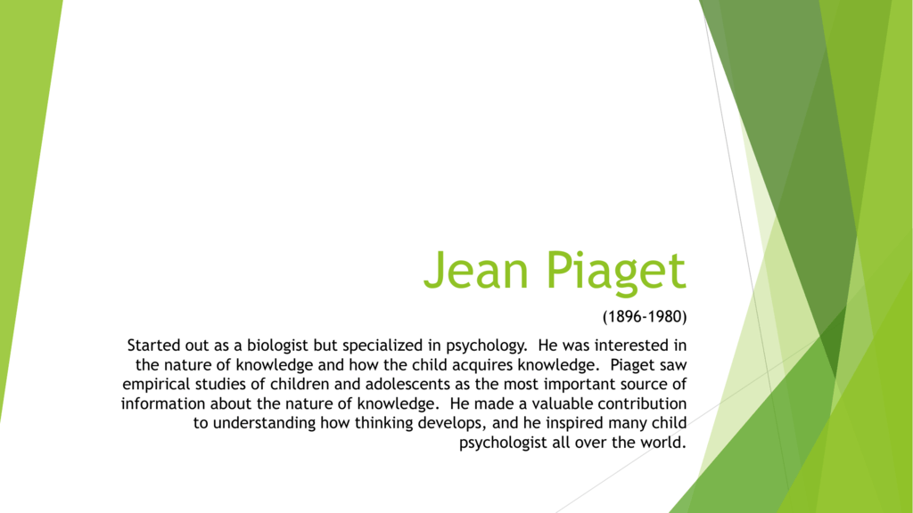 jean piaget contribution to psychology