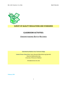 Batch Record- Assignment 1 (Initial) - Bio-Link