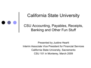 California State University Disbursements, Deposits, Accounts