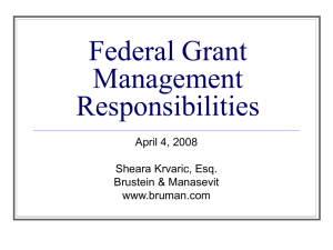 Spring Budget Workshop: Federal Grant Management Responsiblities