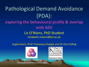 research into PDA - Pathological Demand Avoidance Syndrome an