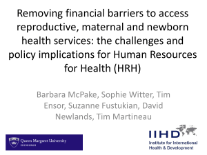 Removing financial barriers to access reproductive, maternal and