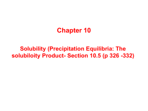 Solubility (Precipitation Equilibria