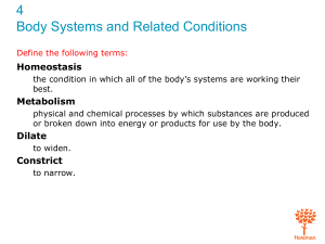 Ch 4 Body Systems and Related Conditions Study