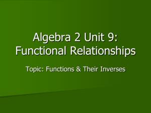 Algebra 2 Unit 10: Functional Relationships