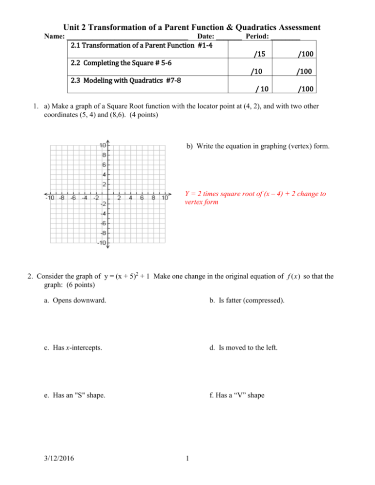 algebra 2 unit 2 homework answers
