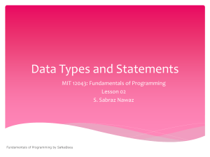 Data Types and Expressions