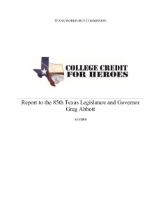 Report to the Governor and Legislature Regarding College Credit