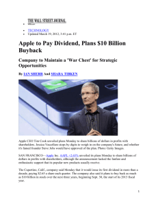 120319 WSJ Apple to Pay Dividends