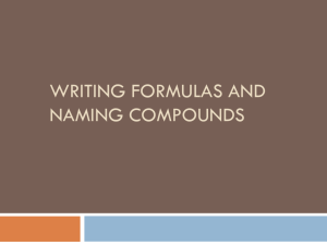 Writing formulas and naming compounds