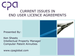 Ken Sheets: Current Issues In End User Licence Agreements