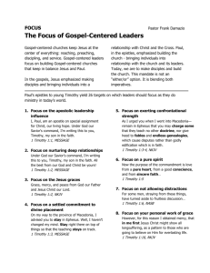 The Focus of Gospel Centered Leaders