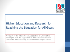 Higher Education and Research for Reaching the Education