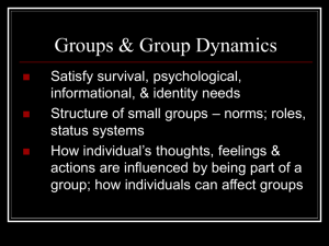 Group Dynamics I. The Nature of Groups
