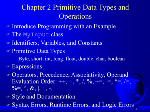 Chapter 2 Primitive Data Type and Operations - IC