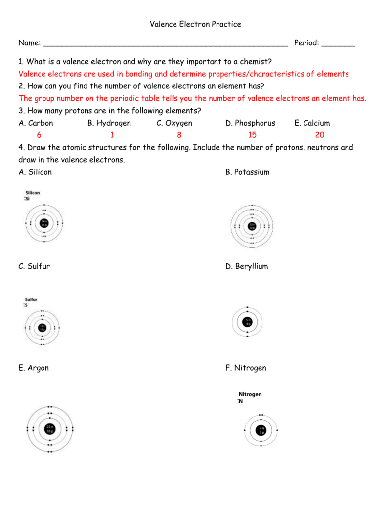 Valence Electron Practice Worksheet Answers Inside Valence Electrons Worksheet Answers