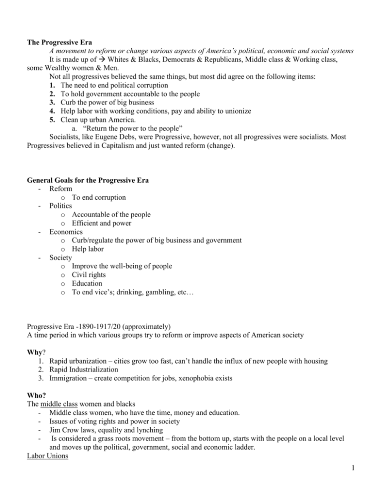 Progressive Era Notes 9 13