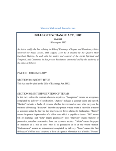 Bills of Exchange Act, 1882 - Vimala Mahmood Research & service