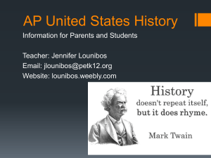 APUSH Course Information - Mrs. Lounibos, Petaluma High School