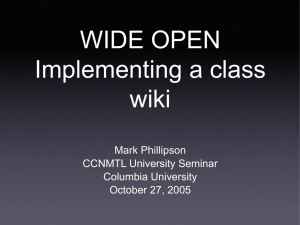 WIDE OPEN Implementing a class wiki