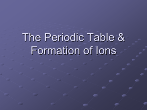 The Periodic Table & Formation of Ions