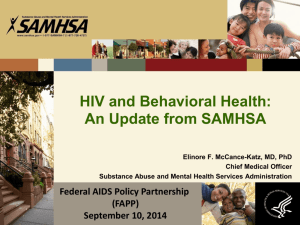 HIV and Behavioral Health September 10, 2014 Meeting McCance