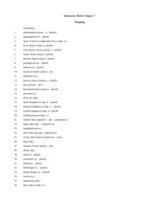 Elementary Book: Chapter 7 Shopping Vocabulary supermarkets