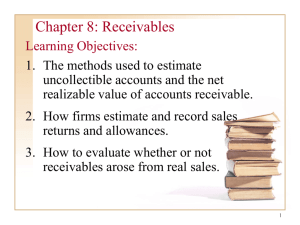 Chapter 8: Receivables Learning objectives
