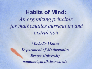 Habits of Mind: An organizing principle for mathematics curriculum