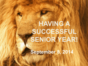 HAVING A SUCCESSFUL SENIOR YEAR! September 8, 2014