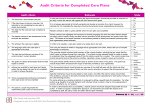 Audit Criteria for Completed Care Plans