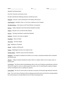 Name: Per: _____ Date: ______ Macbeth Test Review Sheet Part