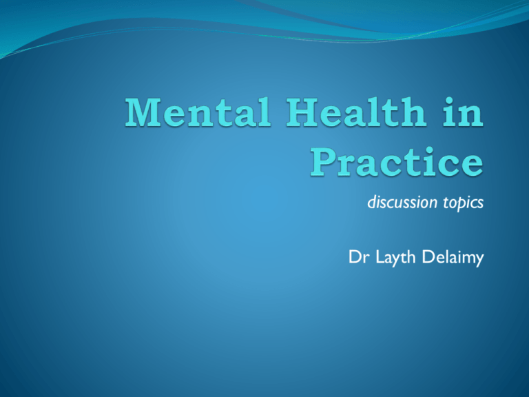 The Mental Health Act And Suicide Assessment