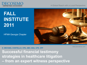 successful financial testimony strategies in healthcare litigation