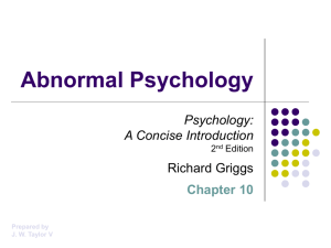 Griggs Chapter 10: Abnormal Psychology