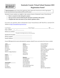 Seminole County Virtual School Summer 2015 Registration Form!!