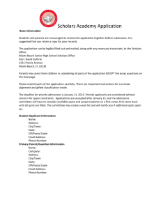 Scholars Academy Application Basic Information Students and