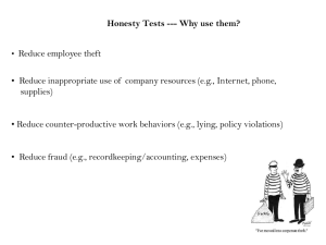 Honesty Testing Slides - University of West Florida