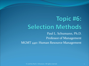 Topic #6: Selection Methods - Minnesota State University, Mankato